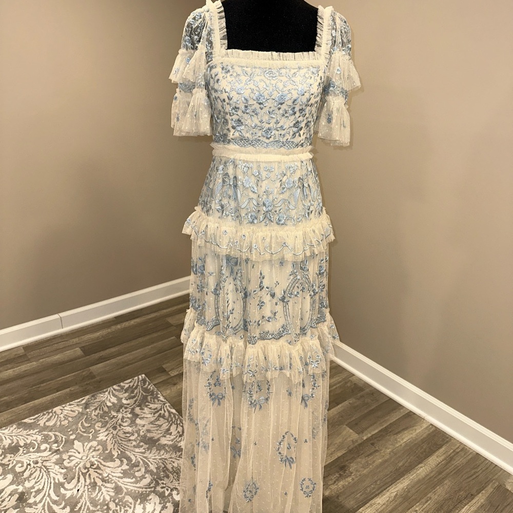 Needle & Thread Blue and Cream Lace Dress - Picture 6 of 12